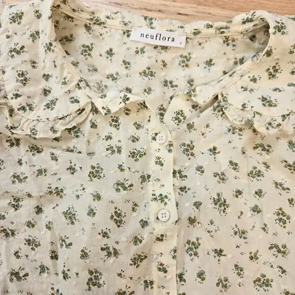Neuflora Autumn Springs Blouse Floral Button Down feminine - Picture 3 of 9